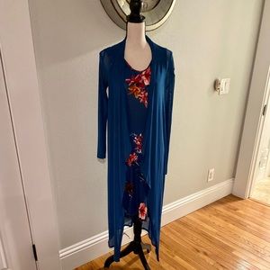 Derek heart body con dress with sheer cardigan